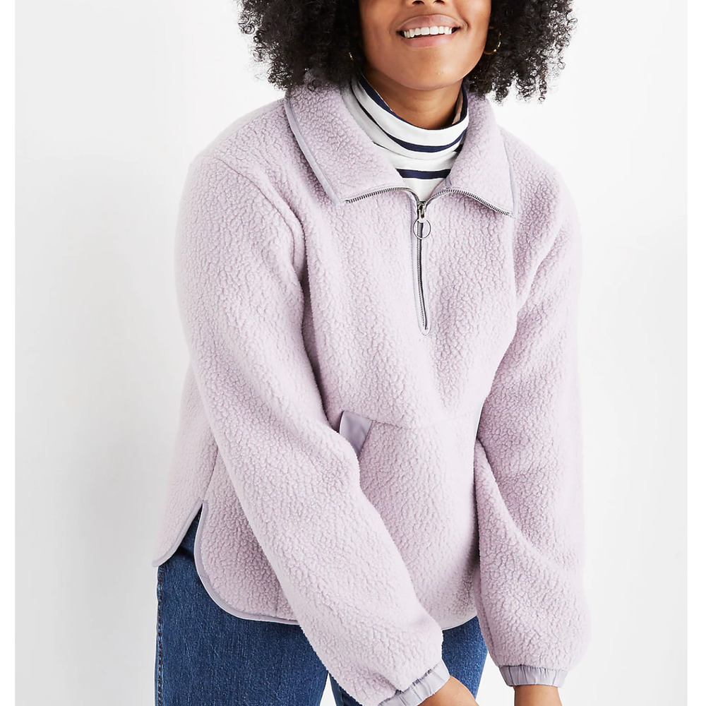 Madewell Lavender Quarter Zip Polartec Fleece Popover Jacket XS